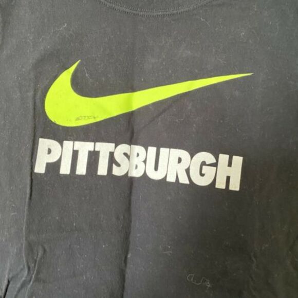 Pittsburgh Nike Tee Short Sleeve Slim Fit T-Shirt Black Neon Green Pennsylvania - Picture 2 of 5